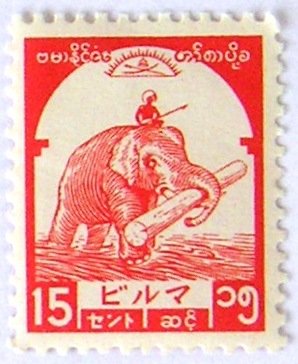 Asian Elephant (Elephas maximus) transported Tree Trunk