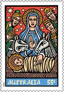 Stamp, Madonna and Child., Australia,  , Christmas