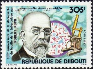 Stamp, Koch,slide,microscope, Djibouti,  