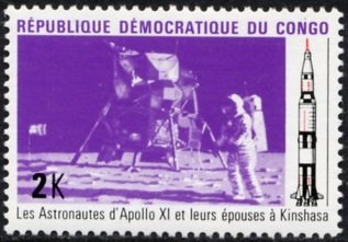 Stamp, The astronauts of Apollo XI, Congo, Democratic Republic (Kinshasa),  , Outer Space
