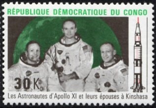 Stamp, The astronauts of Apollo XI, Congo, Democratic Republic (Kinshasa),  