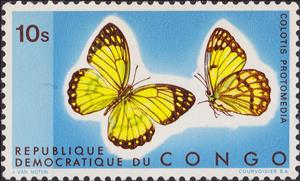 Stamp, Yellow Splendour (Colotis protomedia), Congo, Democratic Republic (Kinshasa),  , Insects, Butterflies