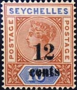 Stamp, Surcharged in Black, Seychelles,  