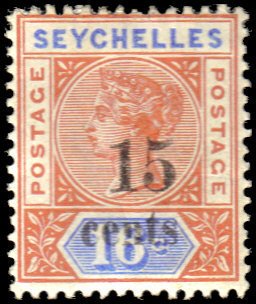 Stamp, Surcharged in Black, Seychelles,  