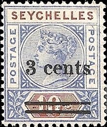 Stamp, Surcharged in Black, Seychelles,  