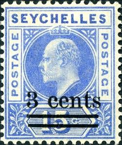 Stamp, Surcharged in Black, Seychelles,  