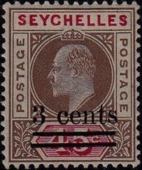 Stamp, Surcharged in Black, Seychelles,  