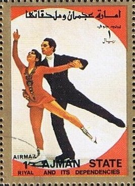Stamp, Figure Skating (pairs), Ajman,  , Olympic Games, Figure-skate