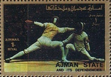 Stamp, Fencing, Ajman,  , Olympic Games, Fencing