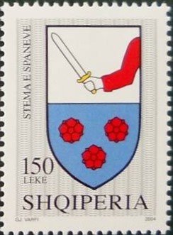 Stamp, Dushmani  Family Coat of Arms, Albania,  