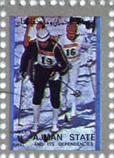 Stamp, Cross-Country Skiing, Ajman,  , Olympic Games