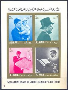 Souvenir Sheet, John F. Kennedy (1917-1963), 35th president of the USA, Ajman,  