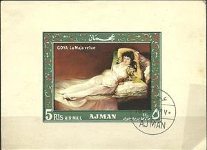 Souvenir Sheet, Francisco José de Goya y Lucientes: The clothed Maja, Ajman,  , Paintings