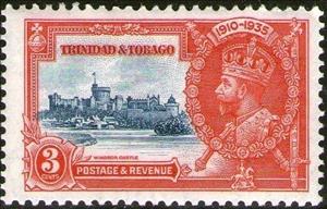 Stamp, Windsor Castle and George V, Trinidad and Tobago,  