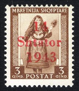 Stamp, Overprint SHTATOR Over Albanian Stamp, Germany, Occupations in the Years 1939-1945,  
