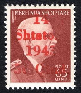 Stamp, Overprint SHTATOR Over Albanian Stamp, Germany, Occupations in the Years 1939-1945,  