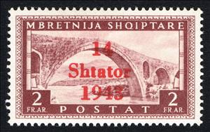 Stamp, Overprint SHTATOR on Albanian Stamp, Germany, Occupations in the Years 1939-1945,  