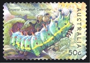 Stamp, Emperor Gum Moth (Opodiphthera eucalypti), Australia,  , Insects, Caterpillars, Animals (Fauna)