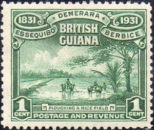 Stamp, Plowing a Rice Field, Guyana,  