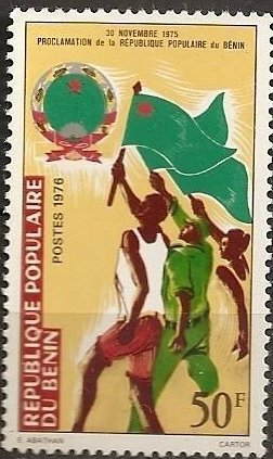 Stamp, Peoples with Flag, Benin,  