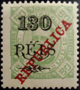 Stamp, Kings D. Luís I and D. Carlos I, with surcharge «REPUBLICA», Cabo Verde,  