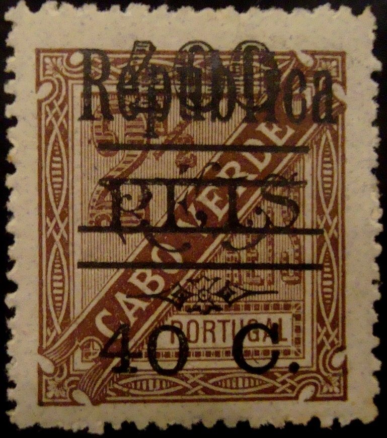 D Carlos I, with surcharge «República»