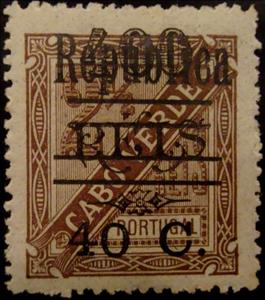 Stamp, D Carlos I, with surcharge «República», Cabo Verde,  