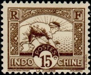 Stamp, Paddy Field, French Indochina,  , Agriculture