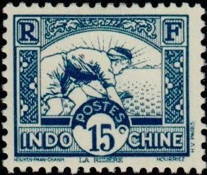 Stamp, Paddy Field, French Indochina,  , Agriculture