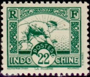 Stamp, Paddy Field, French Indochina,  , Agriculture