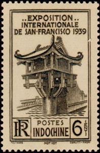 Stamp, Mot Cot Pagoda, Hanoi, French Indochina,  , Buildings, Pagodas