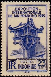 Stamp, Mot Cot Pagoda, Hanoi, French Indochina,  , Buildings, Pagodas