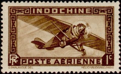 Stamp, Single-engine airplane, French Indochina,  , Aircrafts