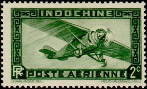 Stamp, Single-engine airplane, French Indochina,  , Aircrafts