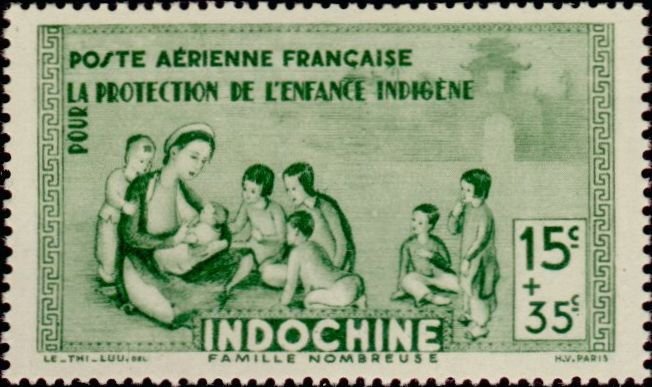 Nursing mother with children