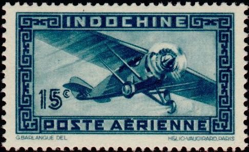Stamp, Single-engine airplane, French Indochina,  , Aircrafts