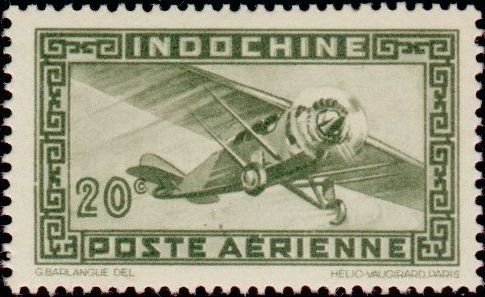 Stamp, Single-engine airplane, French Indochina,  , Aircrafts
