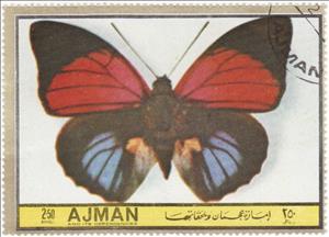 Stamp, Agrias sardanapalus, Ajman,  , Insects, Butterflies, Animals (Fauna)