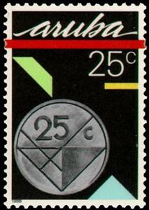 Stamp, 25 Cent, Aruba,  , Coins