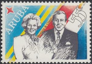 Stamp, Queen Beatrix and Prince Claus, Aruba,  