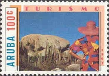 Stamp, Rock and cacti, Aruba,  , Tourism, Cacti