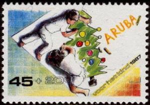 Stamp, Drawing Christmas tree, Aruba,  