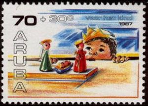 Stamp, Child, creche figures, Aruba,  