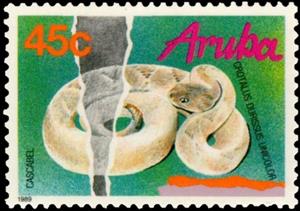 Stamp, Aruba Rattlesnake (Crotalus durissus unicolor), Aruba,  , Reptiles, Snakes, Animals (Fauna)