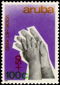Stamp, Adult & child holding hands, Aruba,  , Hands