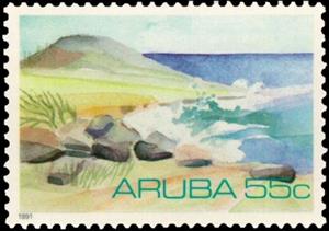 Stamp, Seashore, Aruba,  , Landscapes