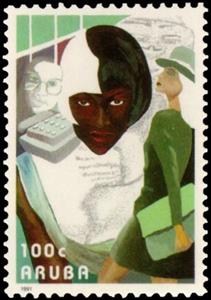 Stamp, Women in society, Aruba,  