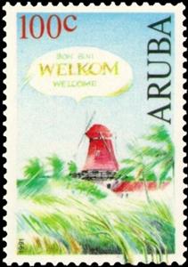 Stamp, Windmill, Aruba,  , Tourism, Windmills