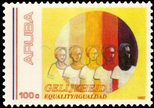 Stamp, Woman, man, scales, Aruba,  