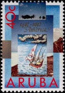 Stamp, Sailing ship, Aruba,  